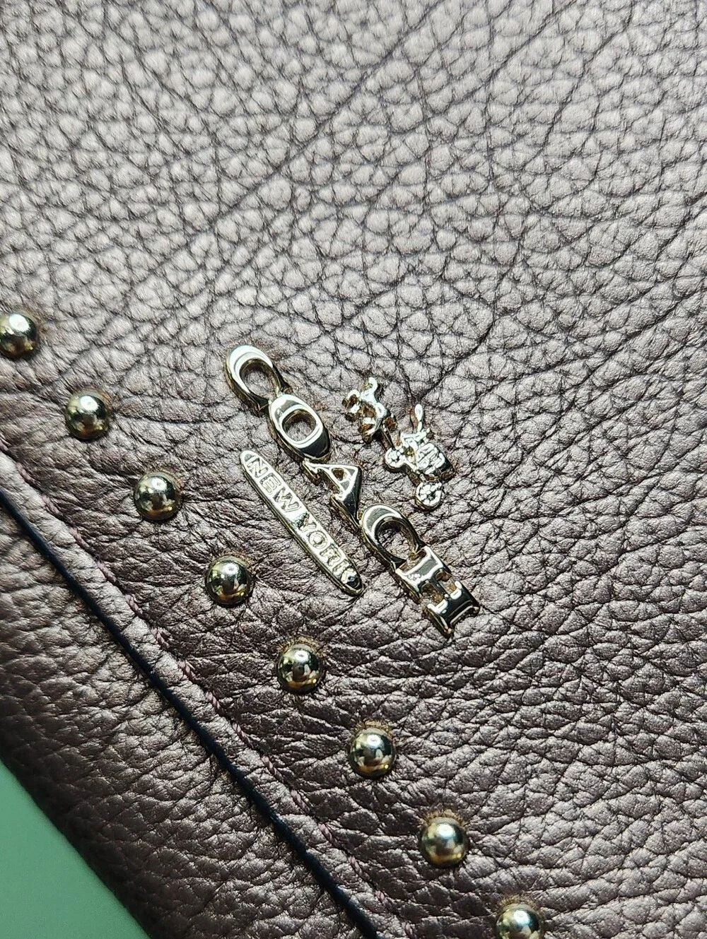 Coach Rivets Metallic Bronze Wristlet NWT